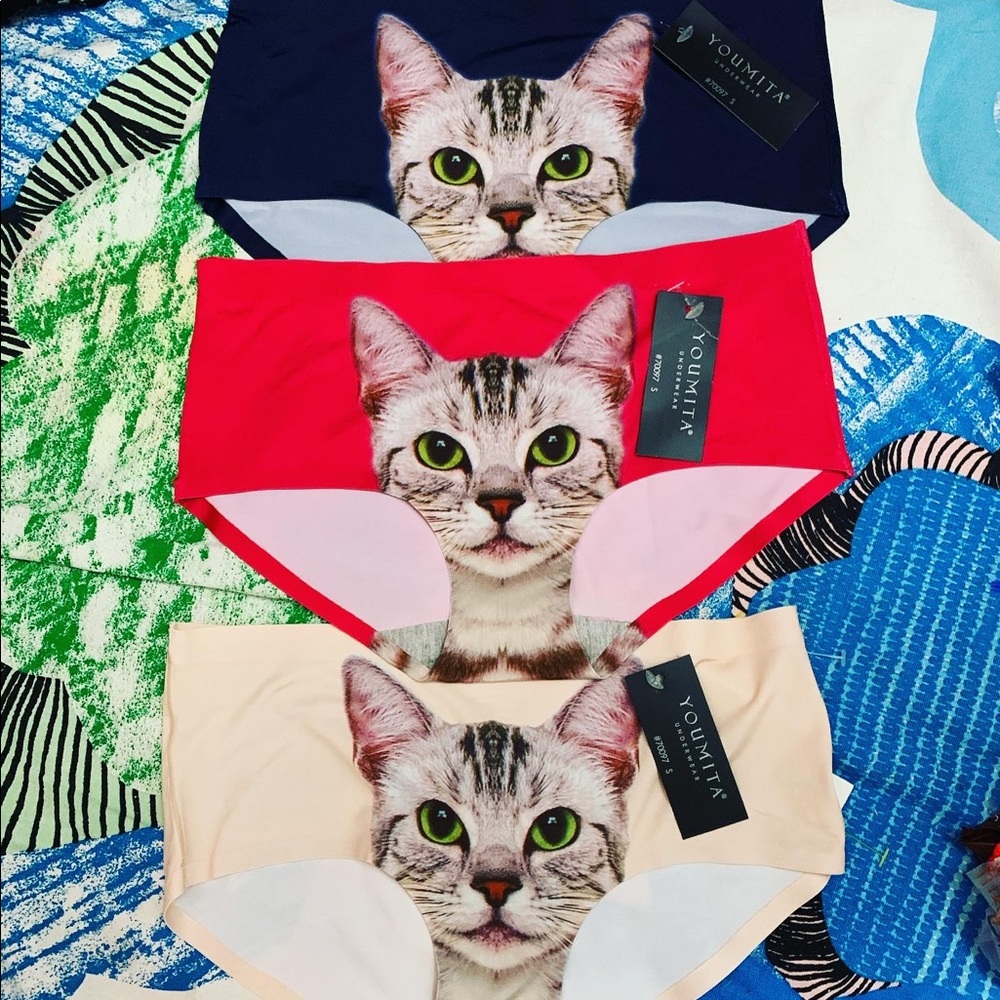 3 pairs! Girl’s Boutique Kitty Seamless Hipster